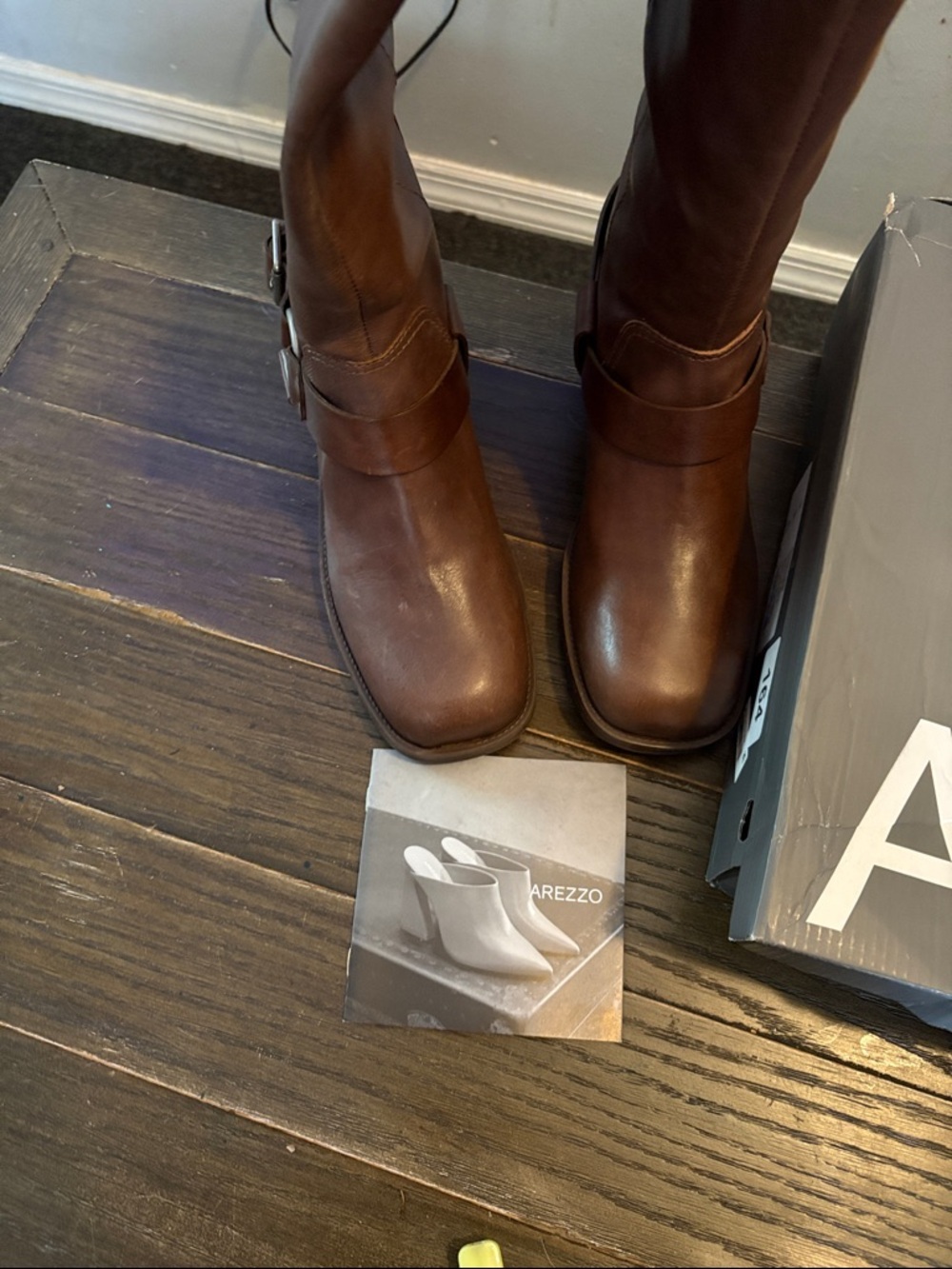 Woman’s moto Brown Leather Riding Boots - Picture 2 of 10